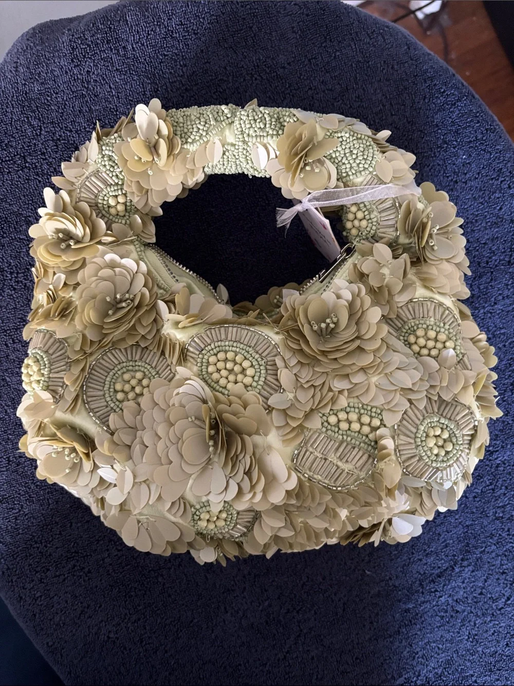 Handcrafted Olive Green Floral Embellished Clutch - NWT From India To You
